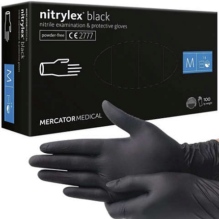 Перчатки Нитриловые Mercator Medical M черные